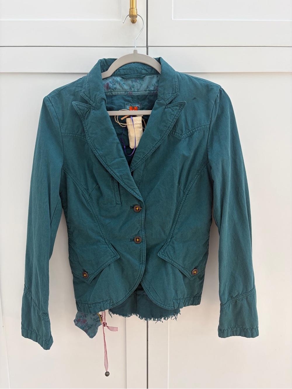 Hugo Boss Orange Orla-D Teal Cotton Silk Blazer NWT Vintage Y2K 36